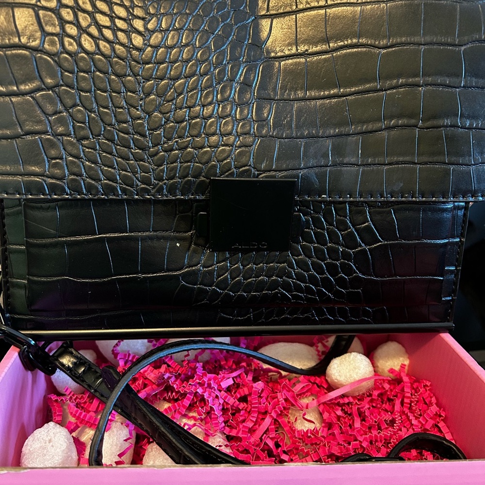 ALDO Elegant Black Crocodile-Embossed Women's Bag